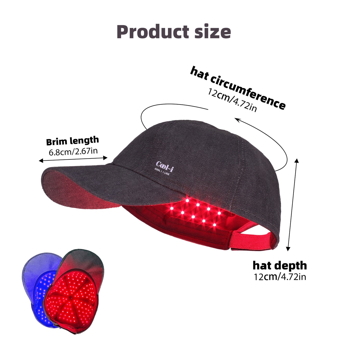 Cool-i ® Infrarotlampe Rotlicht-Haarwuchshaube–Infrarot- & Blaulichttherapie für die Kopfhaut Kabellose,158 LEDs, wiederaufladbar, Timer, für Männer & Frauen