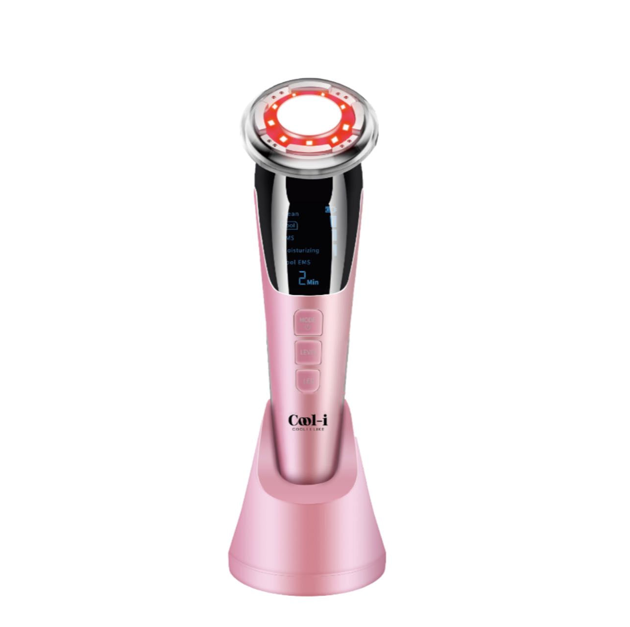 COOL-i Mikrodermabrasionsgerät Pink mit Ionen- und Photon-Faltenentfernung – Anti-Aging Hautpflegegerät