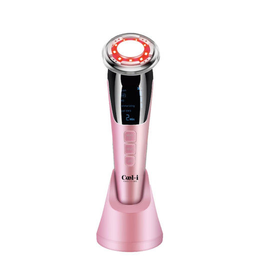 COOL-i Mikrodermabrasionsgerät Pink mit Ionen- und Photon-Faltenentfernung – Anti-Aging Hautpflegegerät