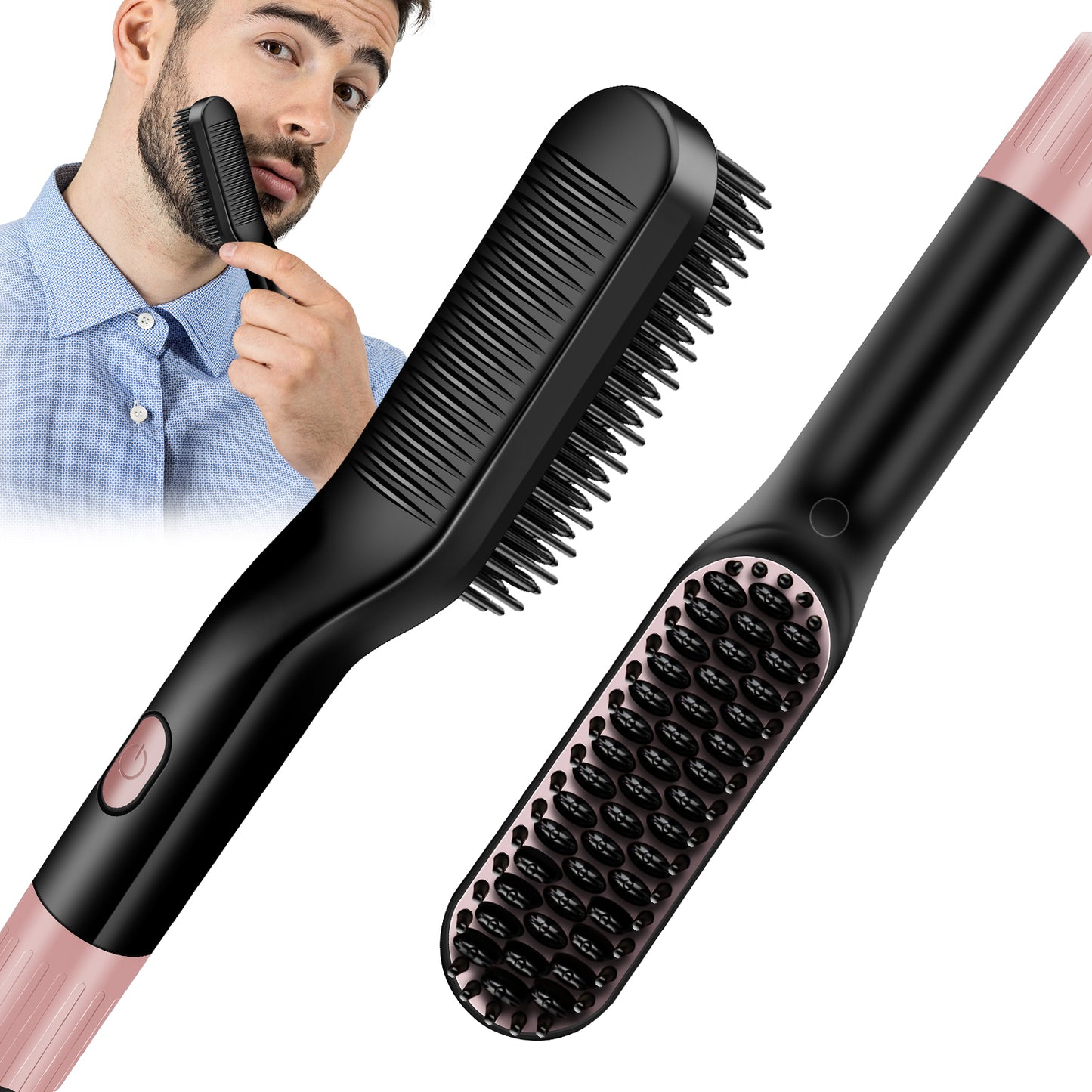 Cool-i ® Bartglätter Kamm für Männer – 2-in-1 Bartglätter & Haarglättbürste, elektrischer Haarglätter mit 3 einstellbaren Temperaturen (160-200°C), ideal für Bart- & Haarstyling