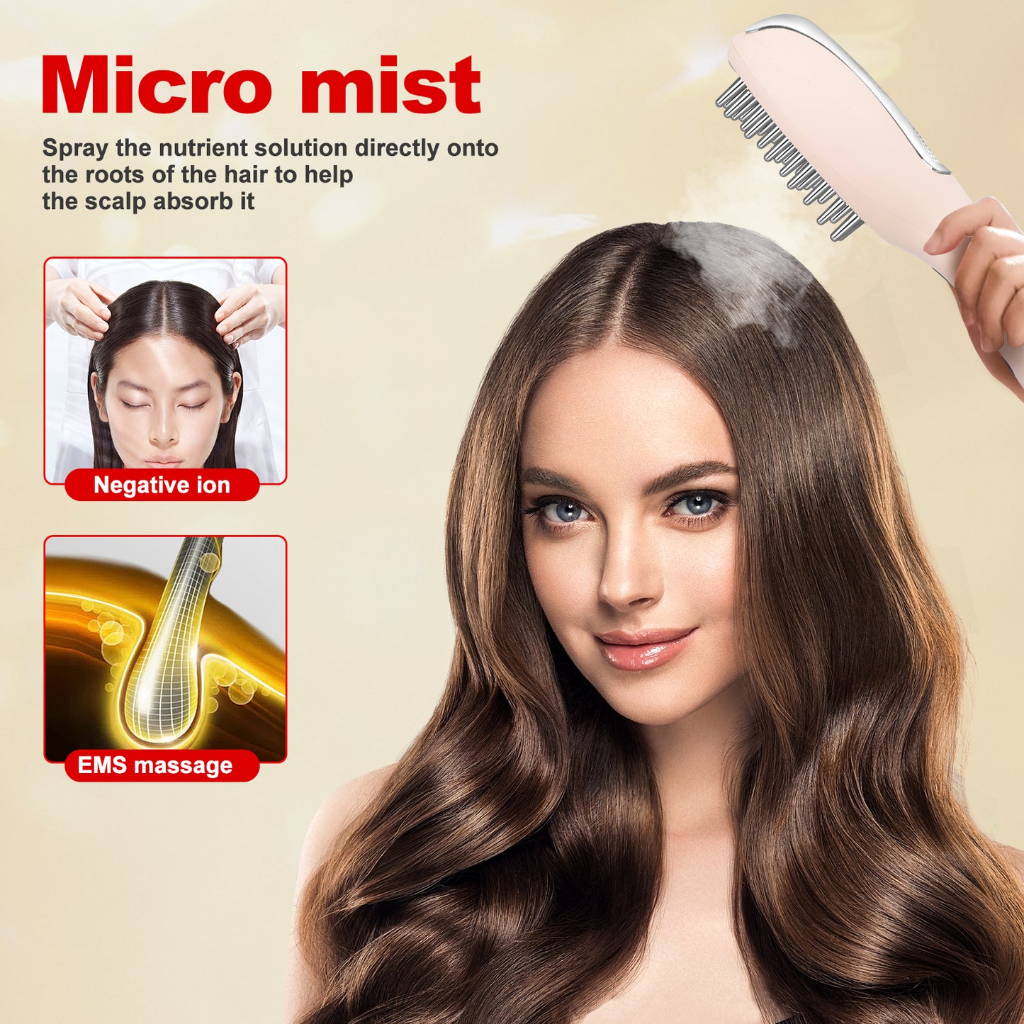 Cool-i ® 5-in-1 Kopfhaut-Massagebürste – Mit 4-Farben-LED + Infrarot für Haarwachstum, EMS, Vernebelung, Ionen & Massage für gesunde Kopfhaut und kräftiges Haar