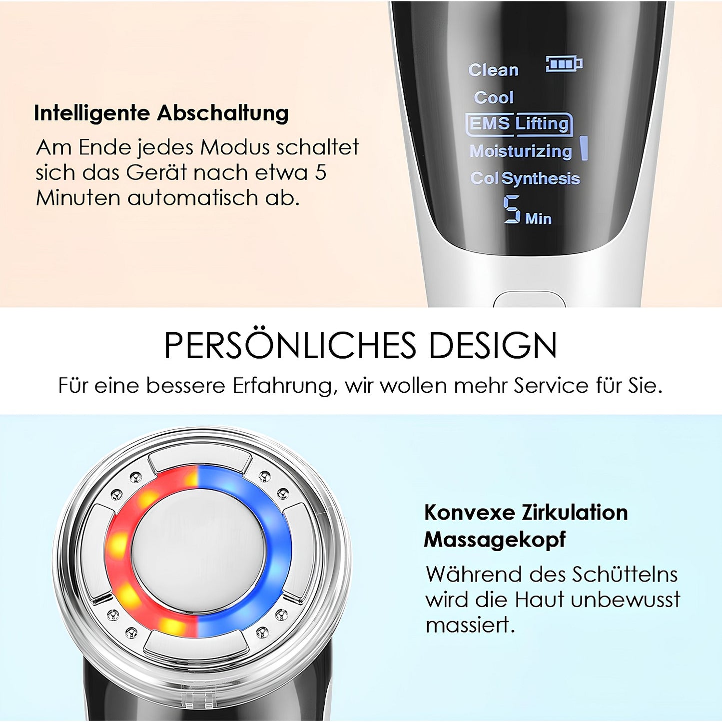 COOL-i® 5-in-1 Beautygerät für das Gesicht – LED-Anwendung, EMS, Wärme/Kälte & Massagefunktion – Für die tägliche Hautpflege