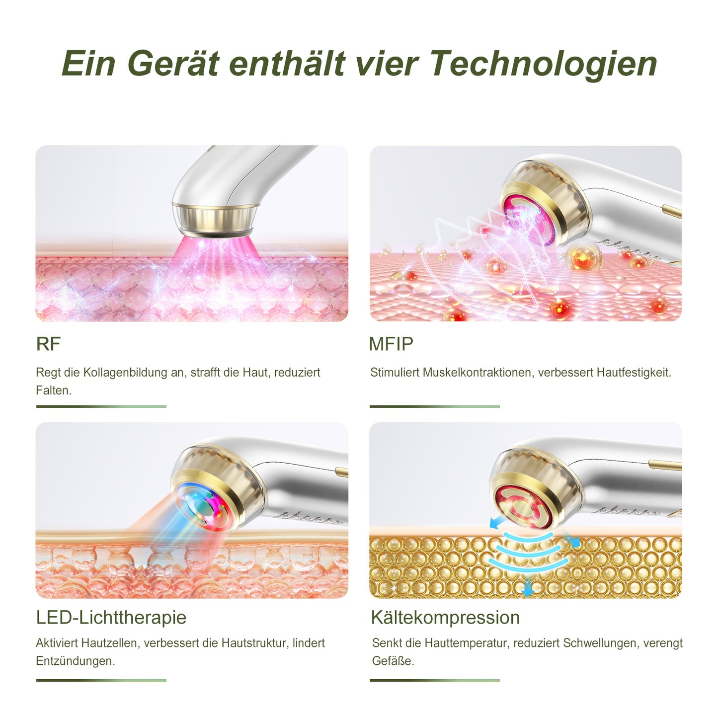 COOL-i® 2MHz RF & EMS Gesichtsmassagegerät – 6-in-1 Hautverjüngung mit Ultraschall, Licht & Kühlmodus