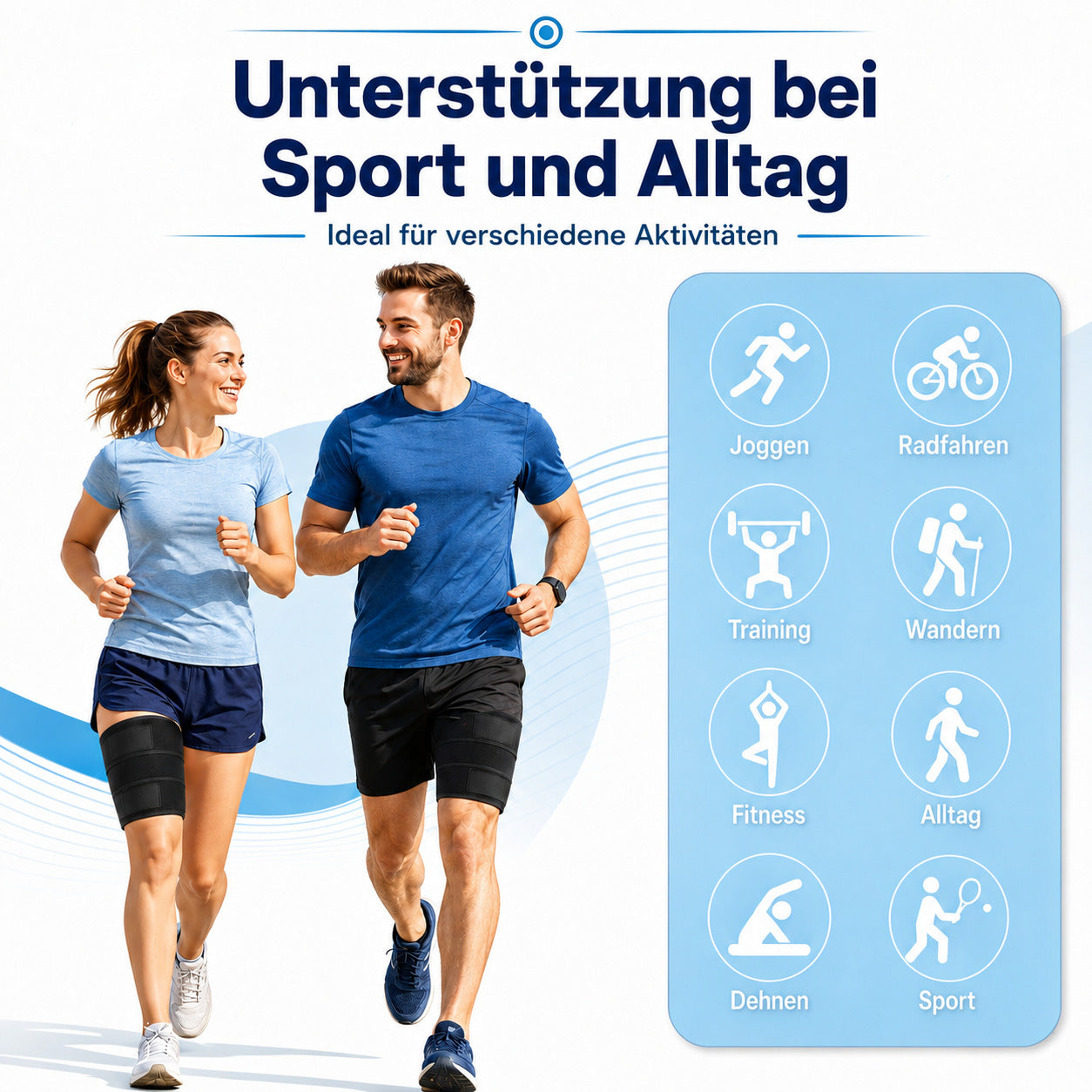 COOL-i Oberschenkel-Kompressionsbandage, Verstellbare Hamstring-Bandage mit Anti-Rutsch-Silikon für Sport, Fitness & Alltag