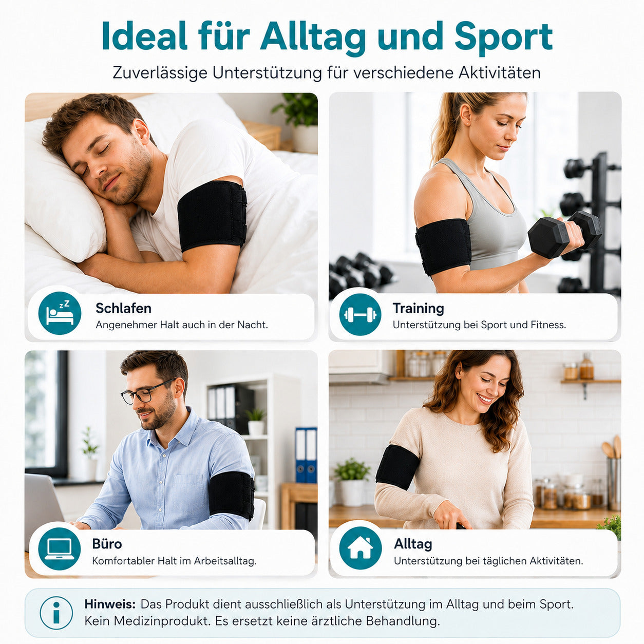 COOL-i Bizeps Kompressionsbandage, verstellbare Oberarmmanschette aus Neopren für Sport & Alltag L