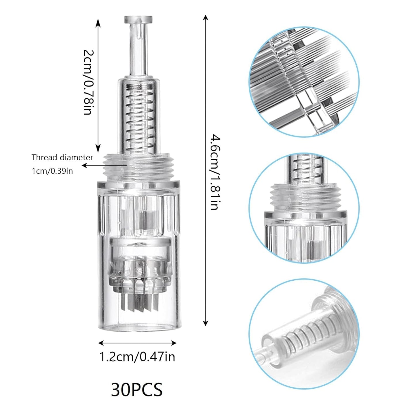 Cool-i® 20 Stk. Microneedling-Nadeln – 36-Pin Ersatzaufsätze, einzeln steril verpackt – kompatibel mit Microneedling Pen zur Hautpflege & Porenverfeinerung.(V2)