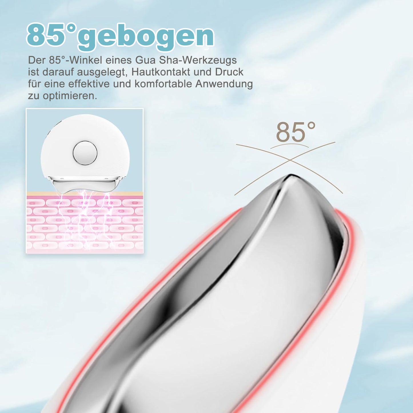 Cool-i® EMS Gua Sha Gesichtsmassagegerät mit LED-Lichttherapie – Für ergänzende Hautpflege mit Rot-/Blau-/Violettlicht – 3 Modi, Wärme-/Kältefunktion