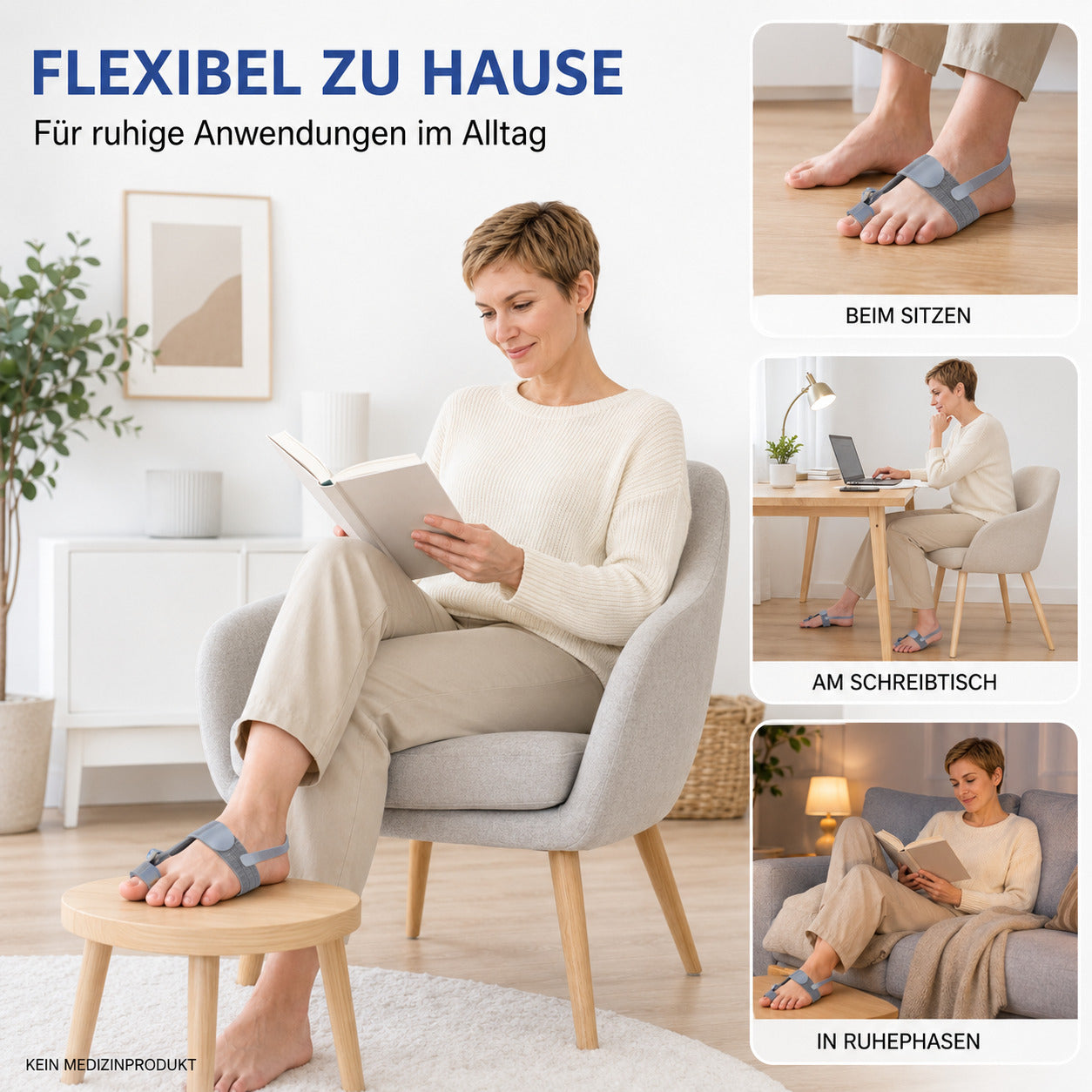 COOL-i Hallux Valgus Schiene mit Drehknopf, verstellbar, mit Silikonpolster, links & rechts
