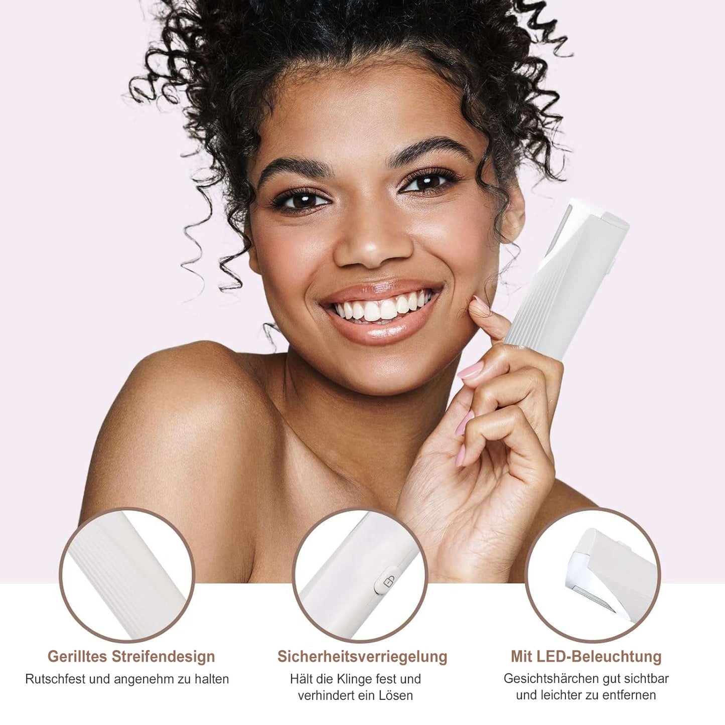 COOL-i® Elektrisches Dermaplaning-Gerät für Frauen mit LED, 3 Stufen, schmerzfrei, Mini-Rasierer inkl. 6 Klingen – Gesichtspeeling & Haarentfernung