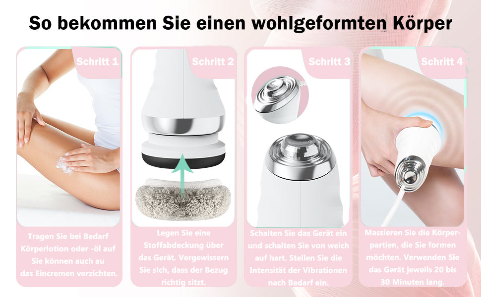 Ergonomisches Anti-Cellulite Gerät mit waschbaren Baumwollpads