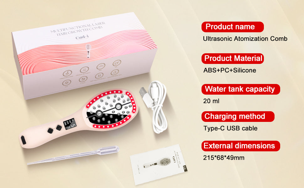Cool-i ® 5-in-1 Kopfhaut-Massagebürste – Mit 4-Farben-LED + Infrarot für Haarwachstum, EMS, Vernebelung, Ionen & Massage für gesunde Kopfhaut und kräftiges Haar