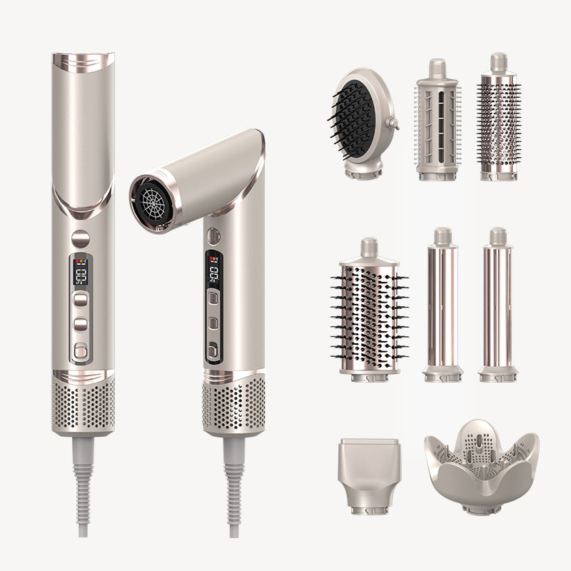 Cool-i ® Airstyler 8 in 1, 1400W Heißluftbürste, Hairstyler-Set mit Diffusor, Glättungstrockner, Rundbürste, Volumenbürste, Lockenwickler, 4 Temperaturen & 3 Windstufen.