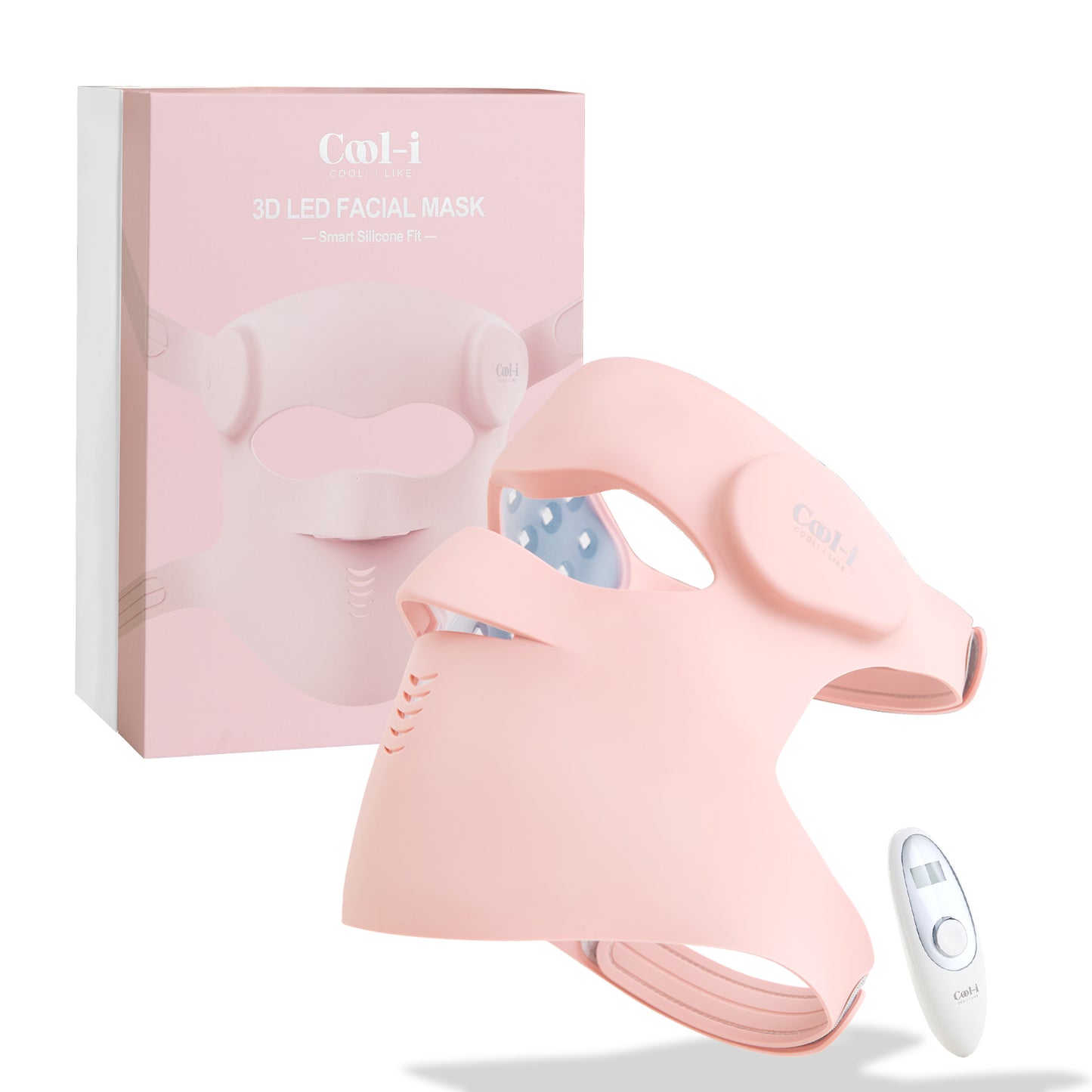 Cool-i® 3D LED Gesichtsmaske – 9 Lichtfarben, kabellos mit Fernbedienung, hautfreundliches Silikon, Lichttherapie für Anti-Aging, Akne & Hautpflege