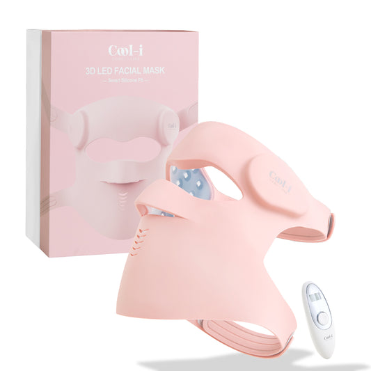 Cool-i® 3D LED Gesichtsmaske – 9 Lichtfarben, kabellos mit Fernbedienung, hautfreundliches Silikon, Lichttherapie für Anti-Aging, Akne & Hautpflege