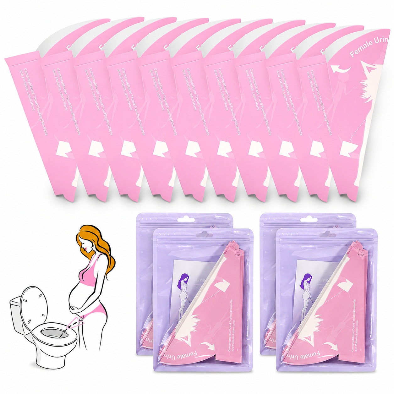 COOL-i 40 Einweg Urinierhilfen für Frauen, Stehurinierhilfe, hygienisch, auslaufsicher, einzeln verpackt, Reise & Outdoor