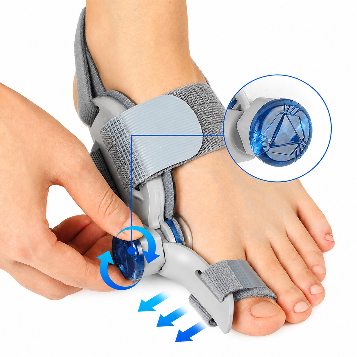 COOL-i Hallux Valgus Schiene mit Drehknopf, verstellbar, mit Silikonpolster, links & rechts
