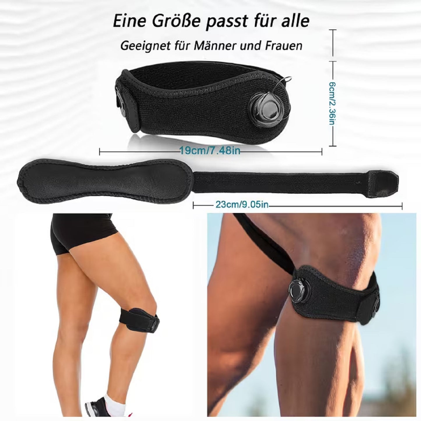 Patella Knieband mit Drehverschluss, für Sport & Alltag, stabilisiert die Kniescheibe