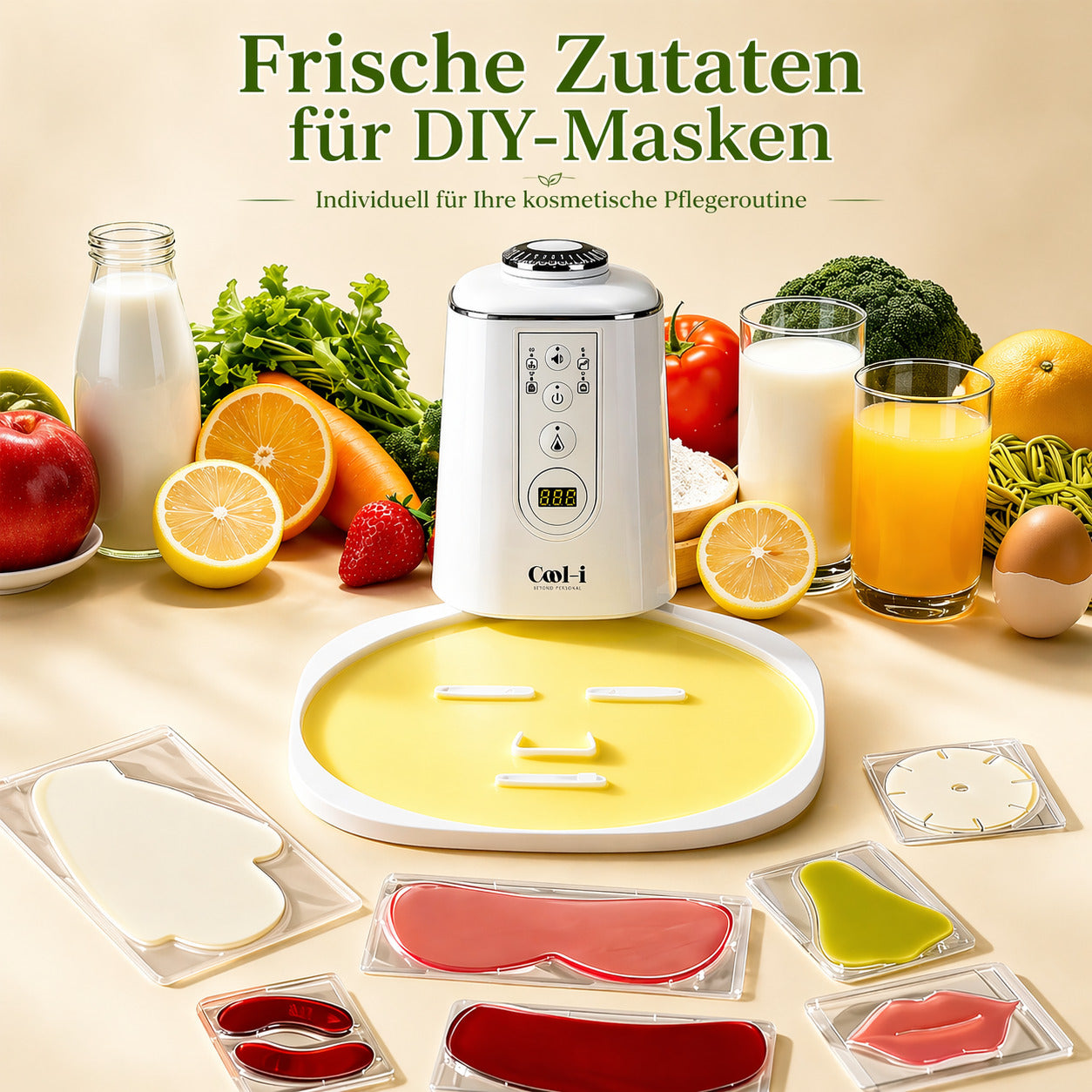 Cool-i® DIY Gesichtsmasken-Maker – Mini-Maschine zur Herstellung frischer Gesichtsmasken mit Kollagen, für natürliche Hautpflege zuhause
