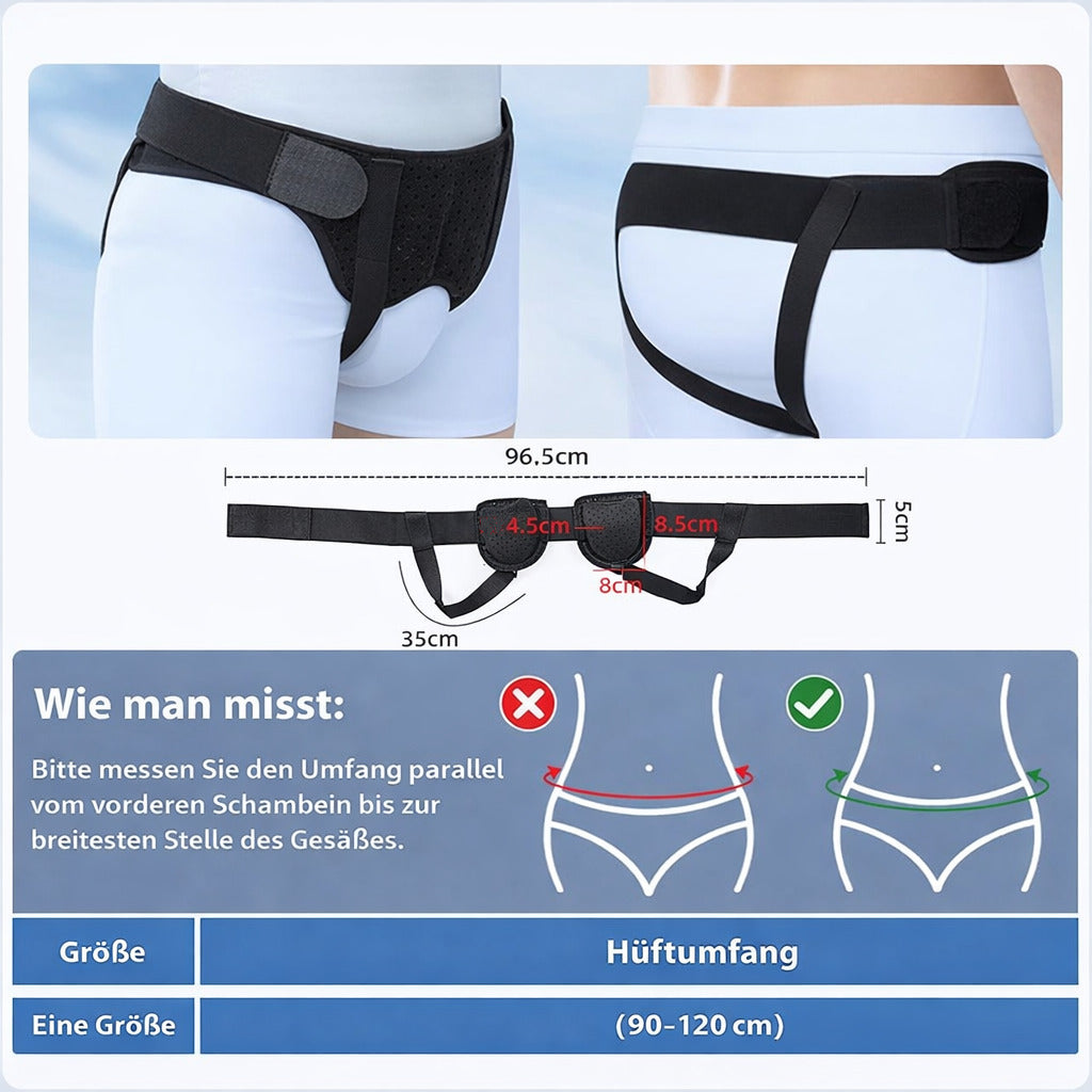 Leistenbandage verstellbar mit 2 abnehmbaren Polstern, Herniengürtel links/rechts/doppelt tragbar, atmungsaktiv