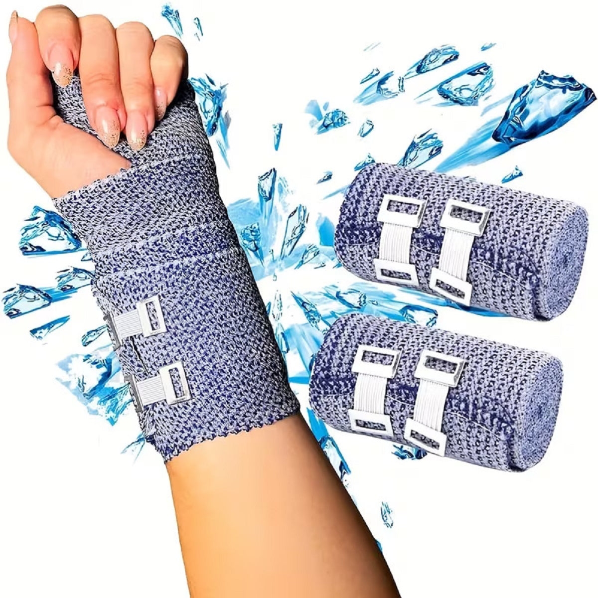 Kühlbandage 2er Set, elastisch & atmungsaktiv, Kompressionsbandage für Handgelenk, Knie & Knöchel, Sport & Alltag