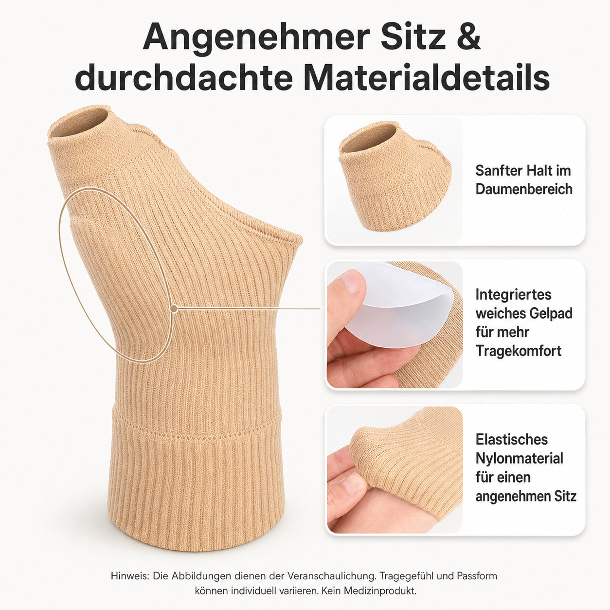 COOL-i Daumenbandage 1 Paar mit SEBS-Gelpolster, elastische Handgelenkstütze für Alltag, Arbeit & Sport