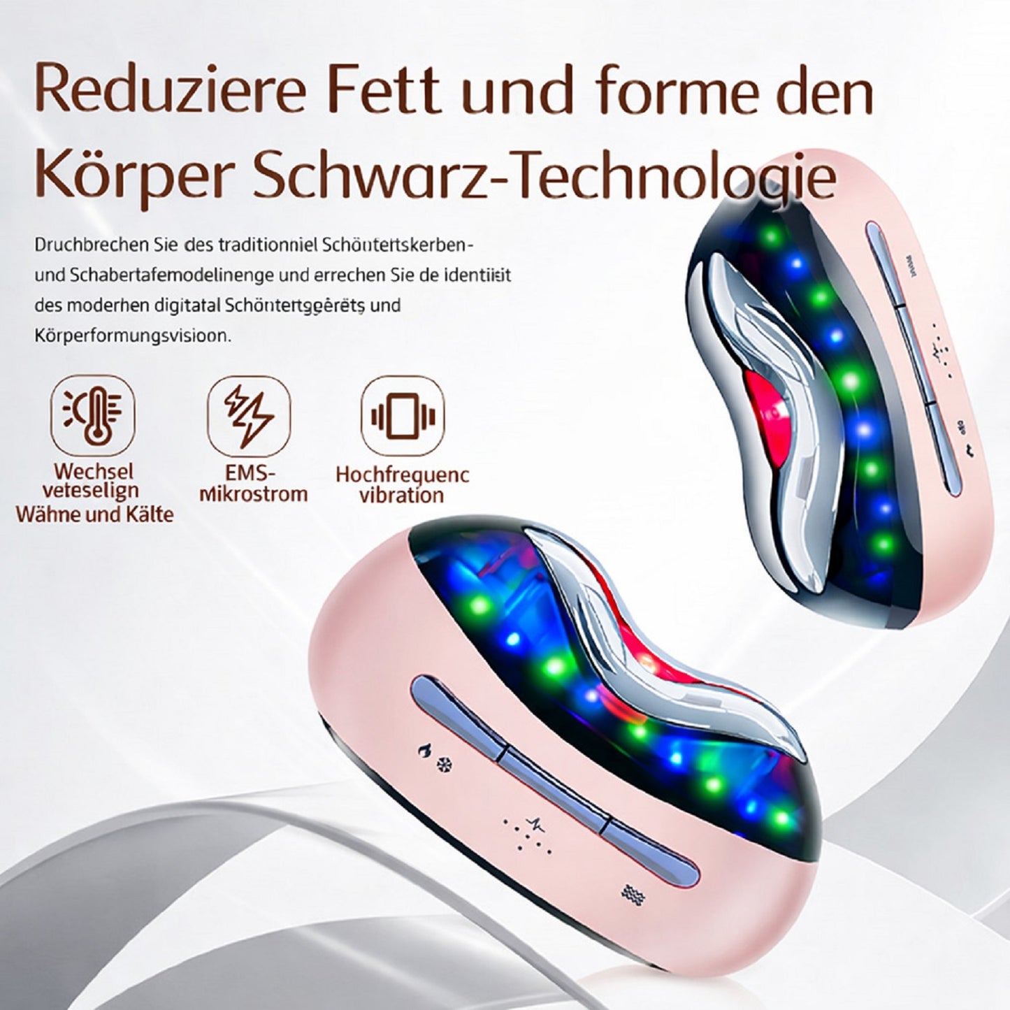 Cool-i ® Multifunktionales Heiß & Kalt Beautygerät mit EMS, LED Licht & Vibration Für Gesicht, Hals & Körper, kabellos, IPX6