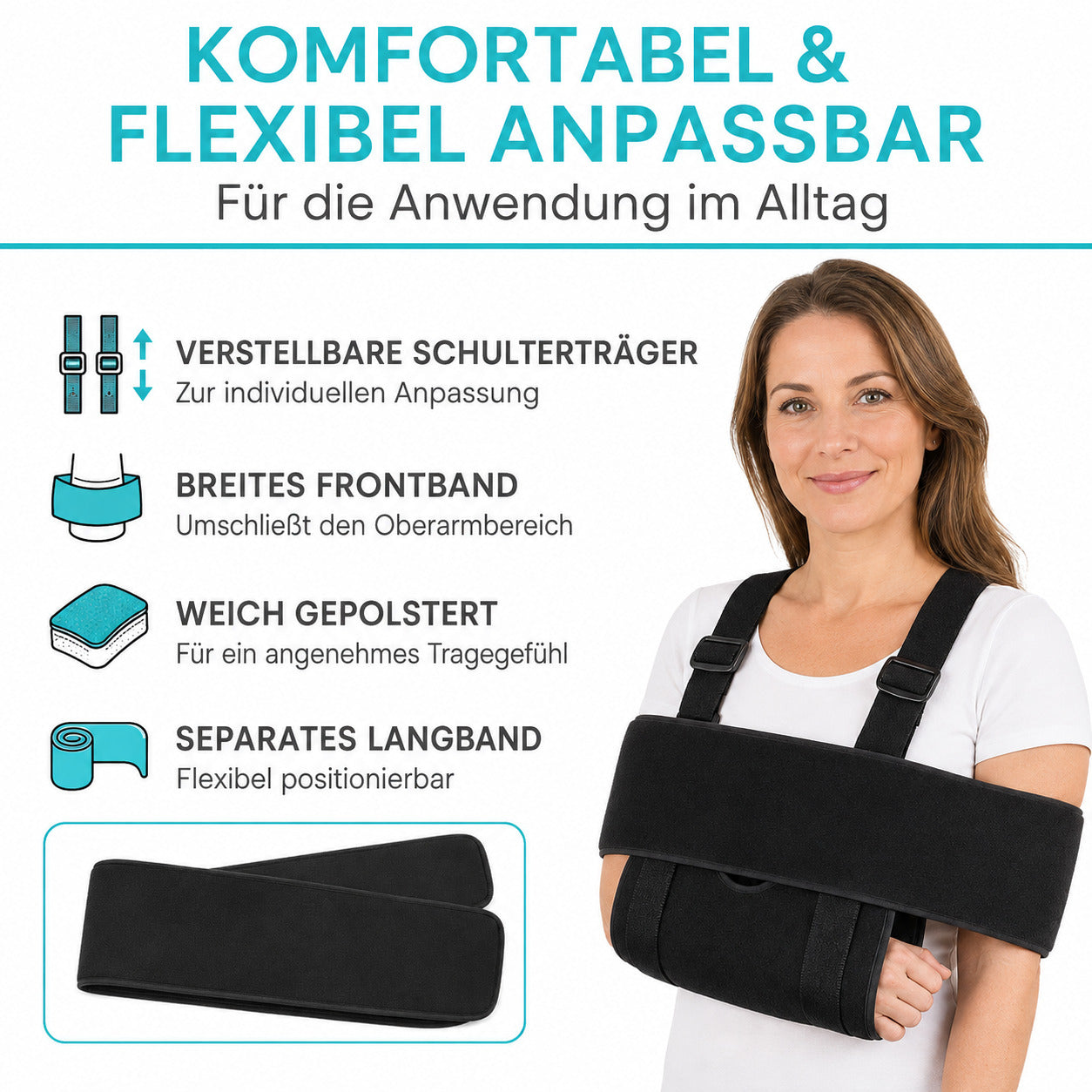 COOL-i Armschlinge mit Schultergurt, verstellbar & gepolstert, für linken und rechten Arm