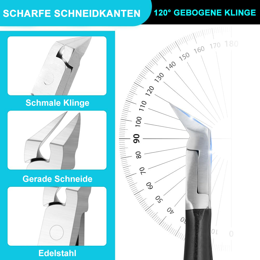 Profi Nagelzange aus Edelstahl – Präzisions-Fußnagelschere für eingewachsene Zehennägel mit rutschfestem Griff
