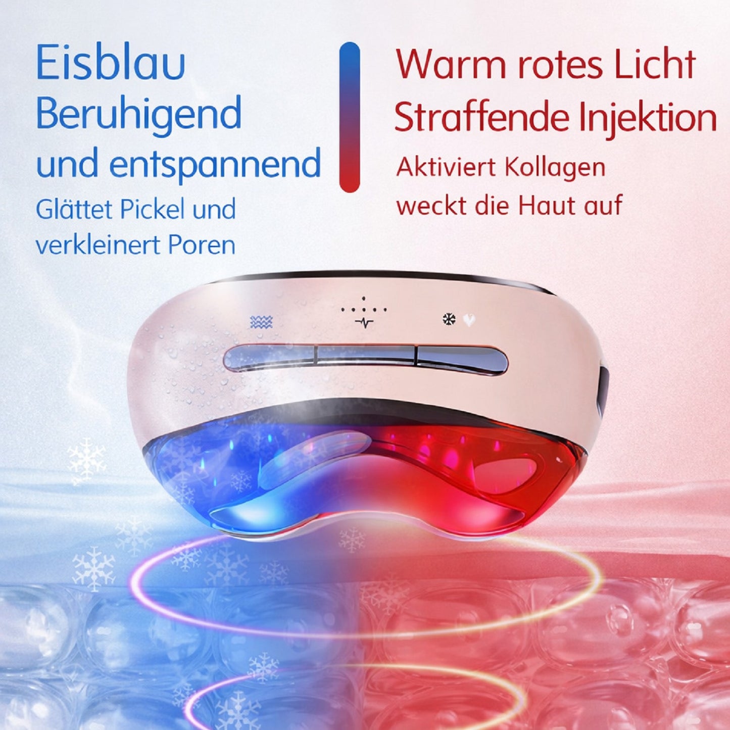 Cool-i ® Multifunktionales Heiß & Kalt Beautygerät mit EMS, LED Licht & Vibration Für Gesicht, Hals & Körper, kabellos, IPX6