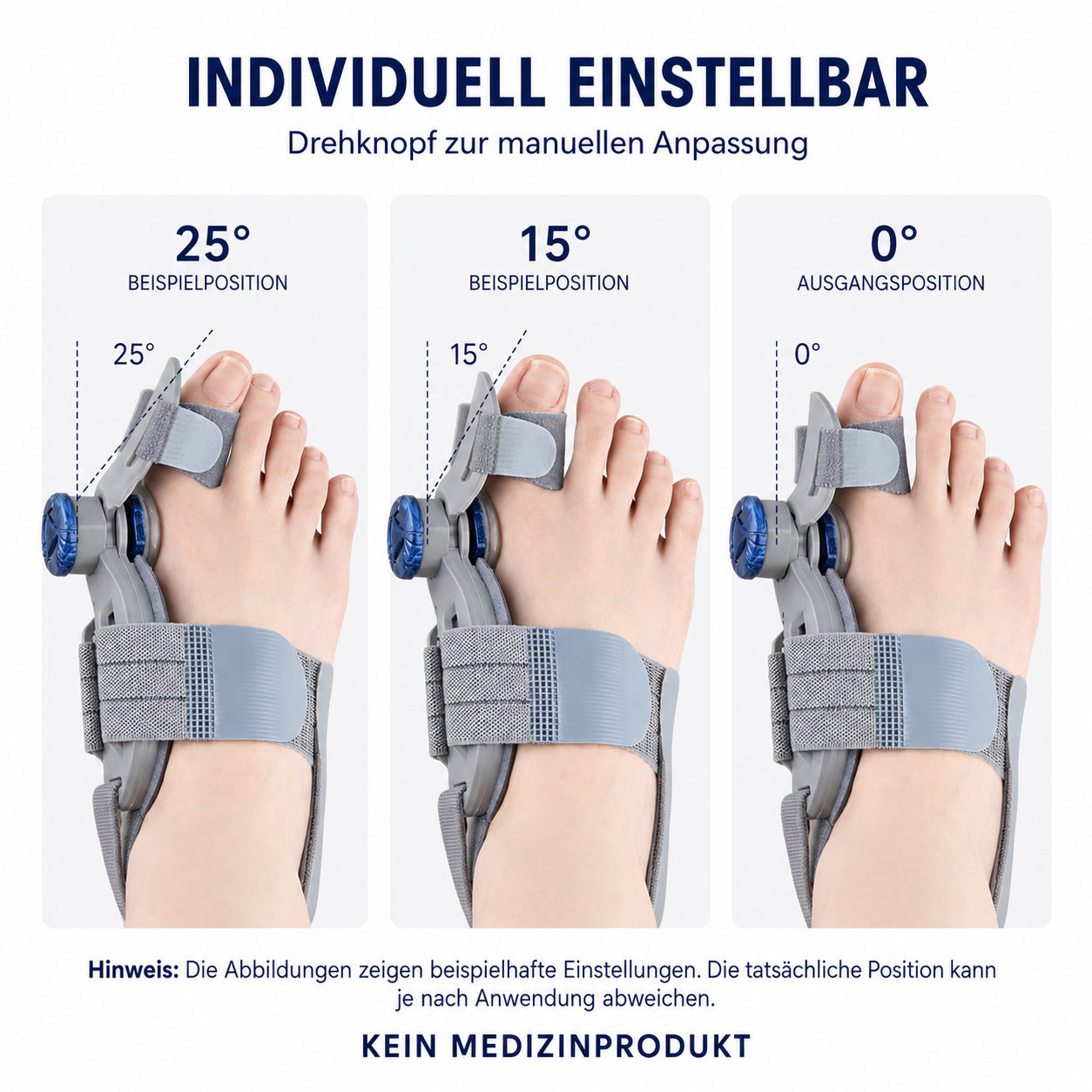 COOL-i Hallux Valgus Schiene mit Drehknopf, verstellbar, mit Silikonpolster, links & rechts