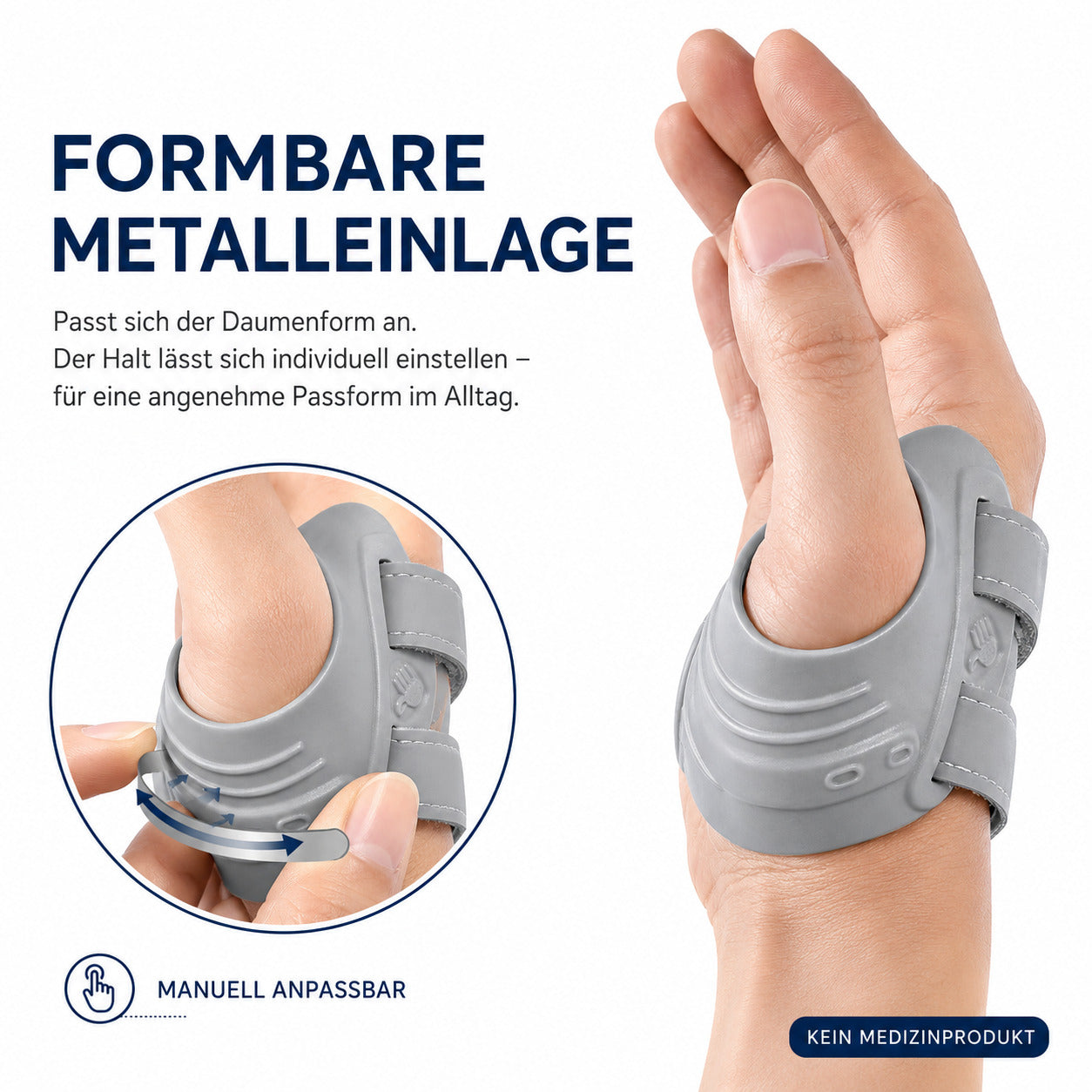 COOL-i CMC Daumenstütze mit Metallstrebe, verstellbar & ergonomisch, für die linke Hand