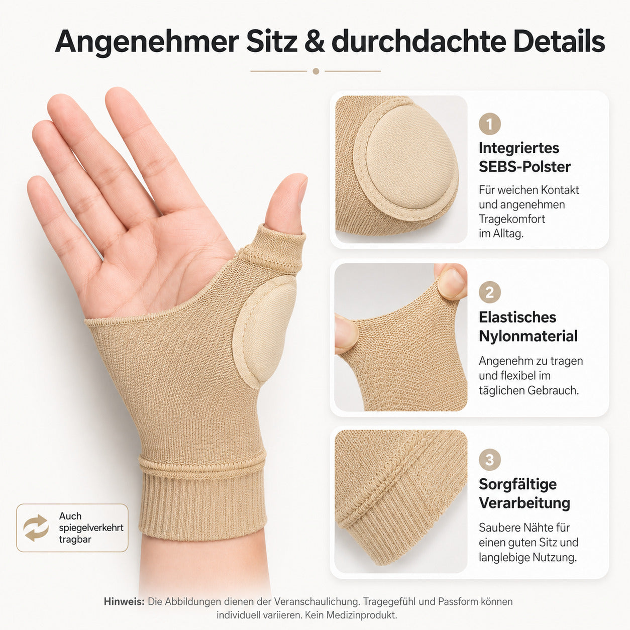 COOL-i Daumenbandage 1 Paar mit SEBS-Gelpolster, elastische Handgelenkstütze für Alltag, Arbeit & Sport