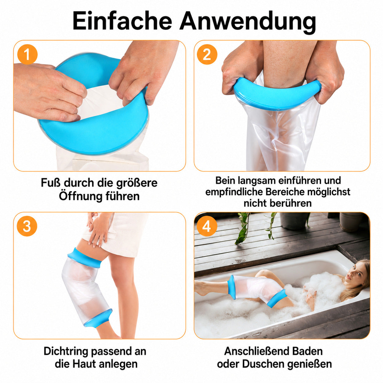 COOL-i Wasserdichte Knie-Duschhülle Erwachsene, wiederverwendbarer Schutz für Gips & Verbände