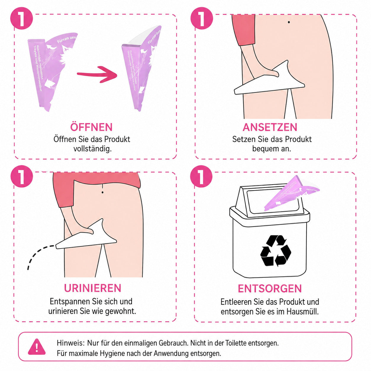 COOL-i 40 Einweg Urinierhilfen für Frauen, Stehurinierhilfe, hygienisch, auslaufsicher, einzeln verpackt, Reise & Outdoor