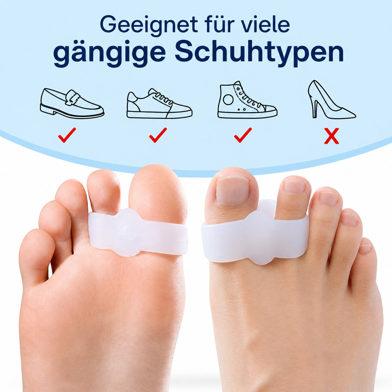 Zehentrenner Gel Set 2 Paar, weich & flexibel, für überlappende Zehen, unisex tragbar