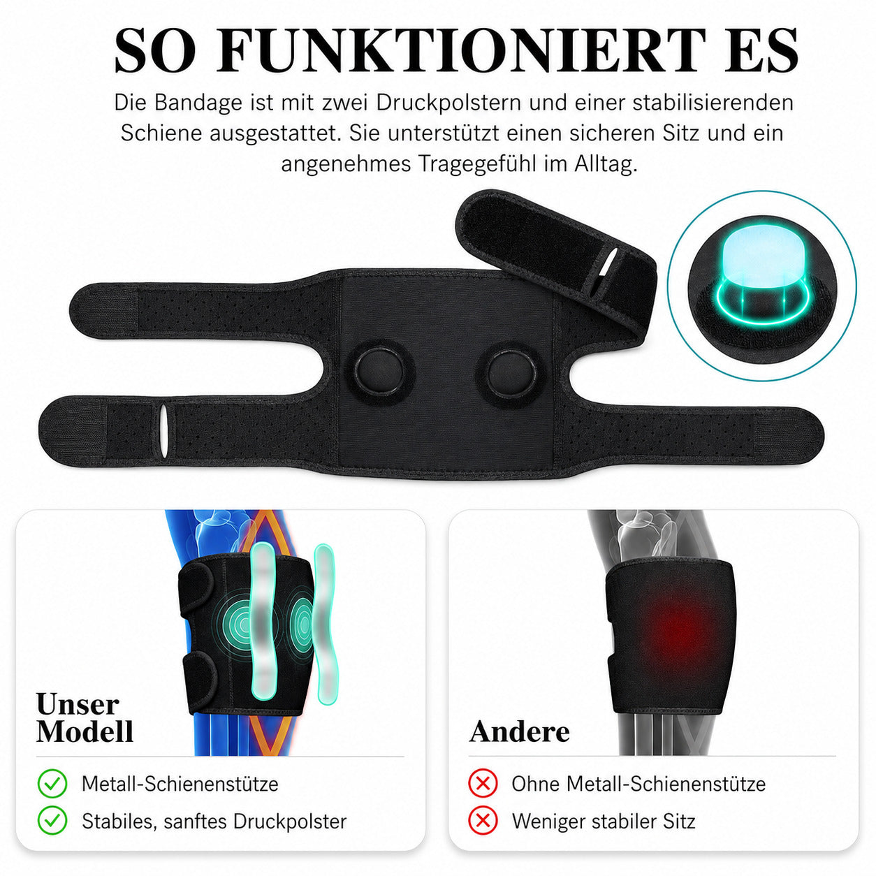 COOL-i Waden Kompressionsbandage, verstellbar, mit Polstern & Anti-Rutsch für Sport & Alltag