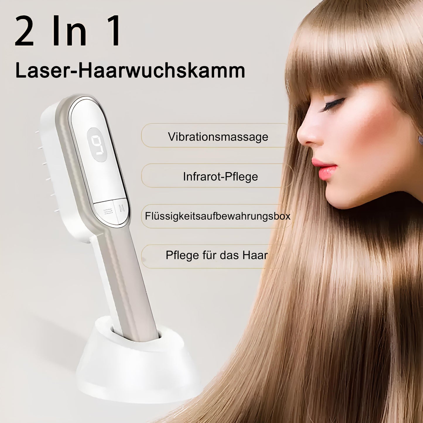 2-in-1 Laser-Haarwuchskamm mit Vibrationsmassage und Infrarot für gesundes Haar