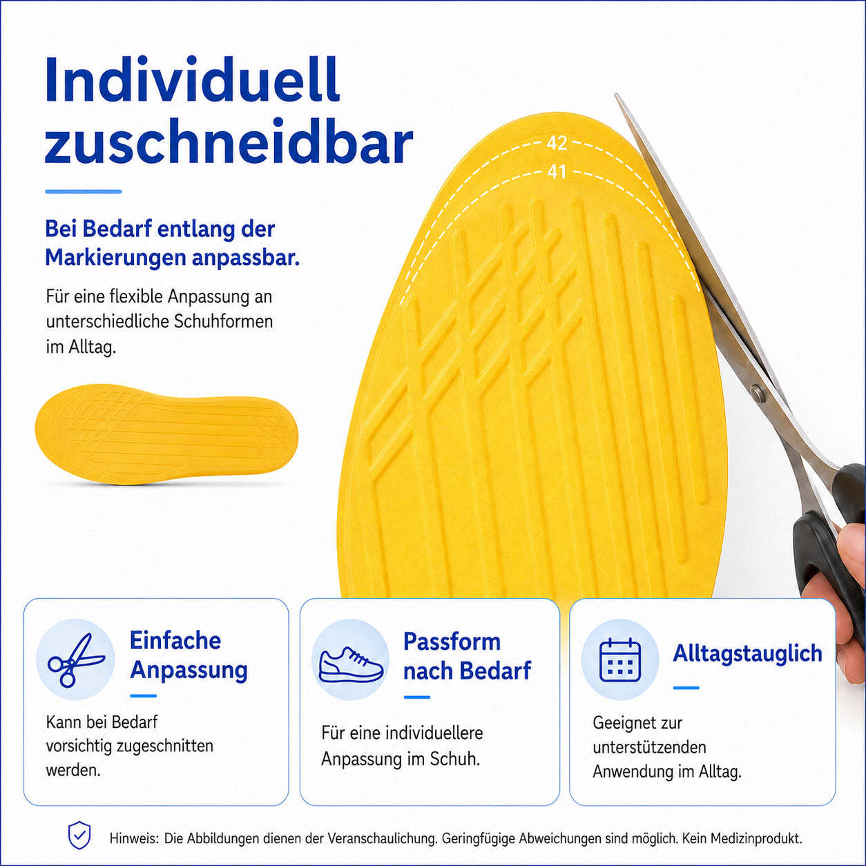 COOL-i Keilförmige X Bein Einlegesohlen, zuschneidbare Komfort Ferseneinlagen zur unterstützenden Fußausrichtung im Alltag 35-36