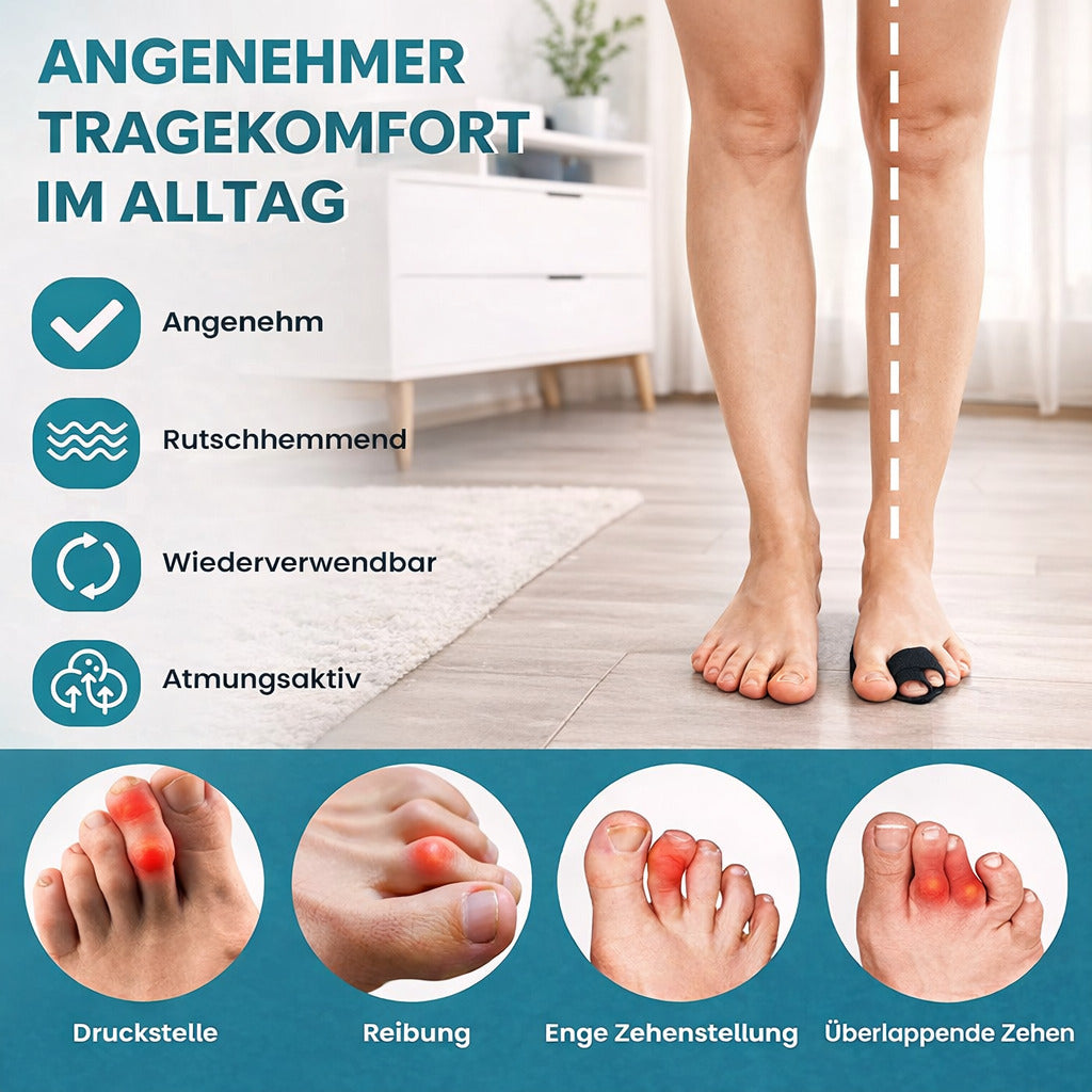 Zehenschiene mit Aluminiumstütze, verstellbare Zehenbandage, rutschhemmend & atmungsaktiv