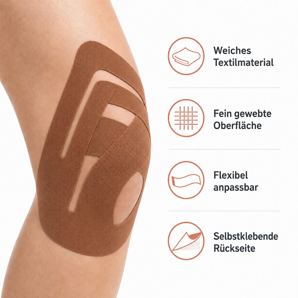COOL-i Kinesiologie Knie Tape 12 Stk., vorgestanzt, elastisch, wasserfest & latexfrei