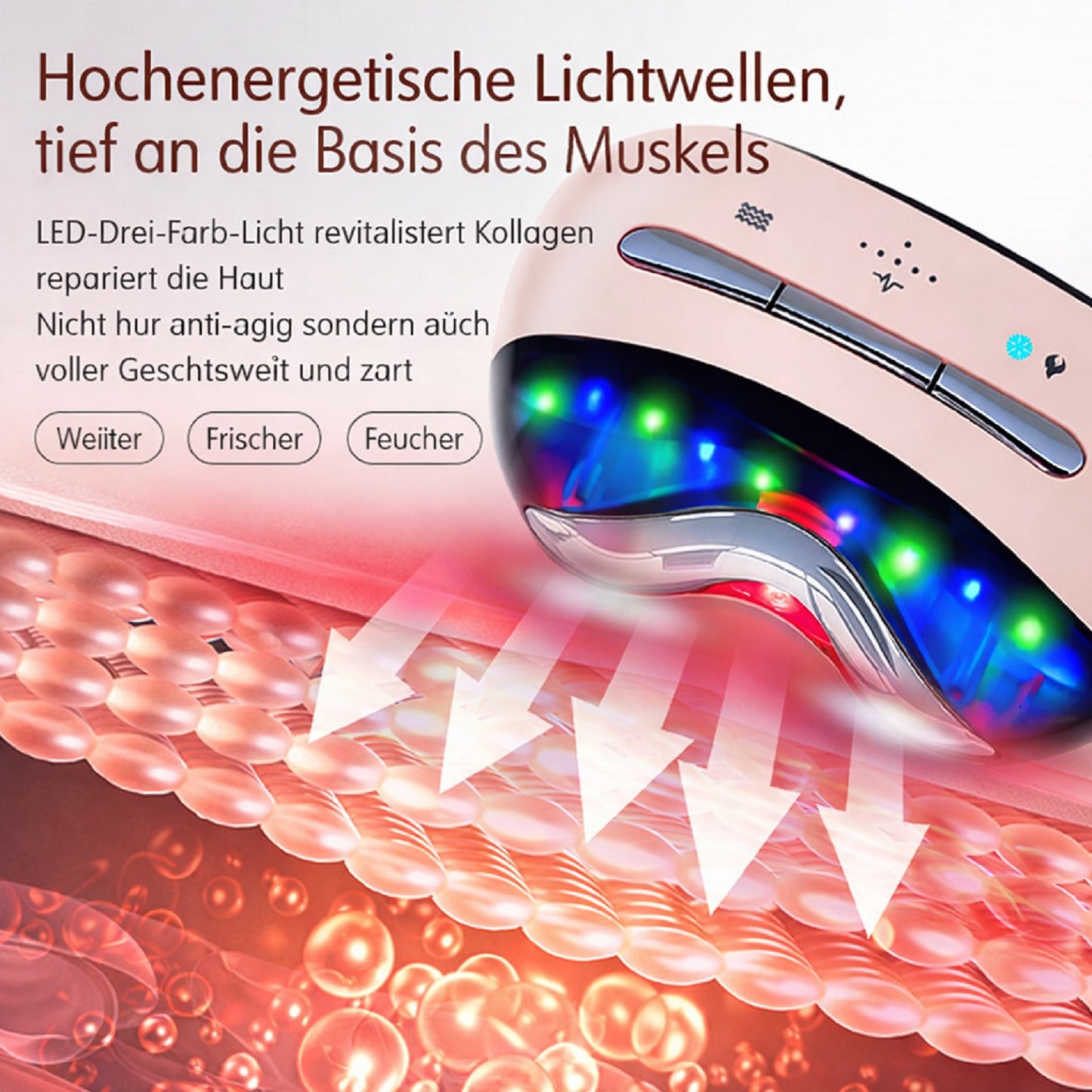 Cool-i ® Multifunktionales Heiß & Kalt Beautygerät mit EMS, LED Licht & Vibration Für Gesicht, Hals & Körper, kabellos, IPX6