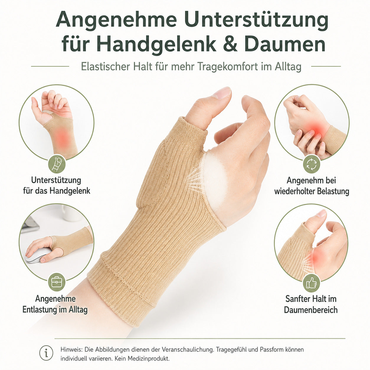COOL-i Daumenbandage 1 Paar mit SEBS-Gelpolster, elastische Handgelenkstütze für Alltag, Arbeit & Sport