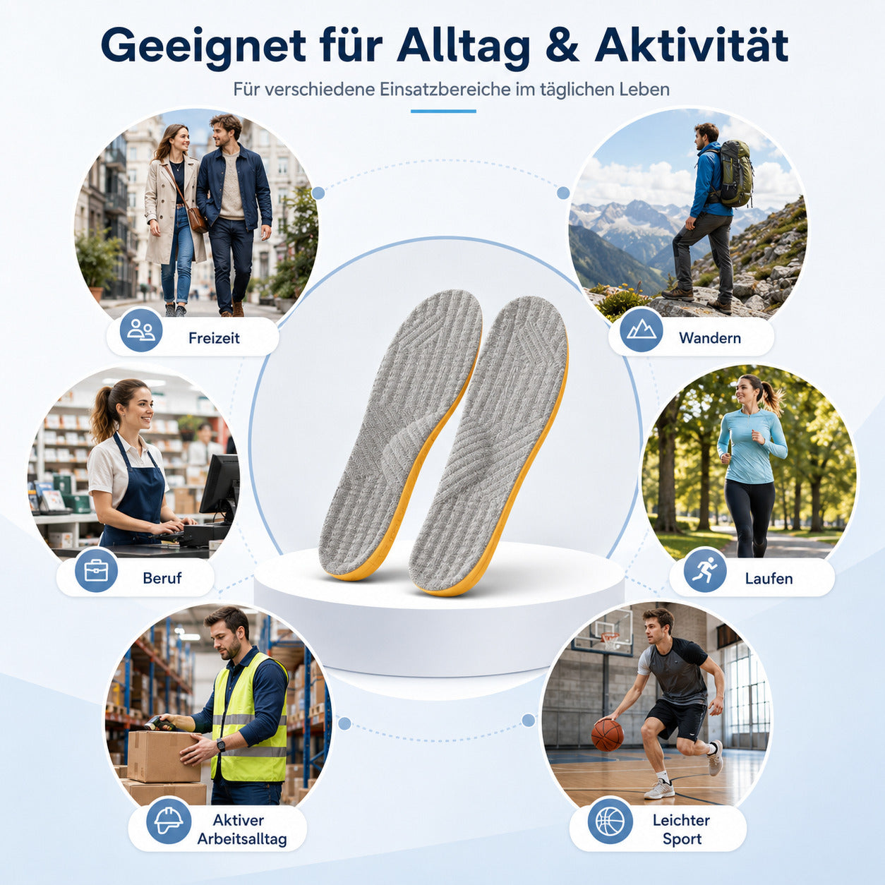 COOL-i Keilförmige X Bein Einlegesohlen, zuschneidbare Komfort Ferseneinlagen zur unterstützenden Fußausrichtung im Alltag 35-36