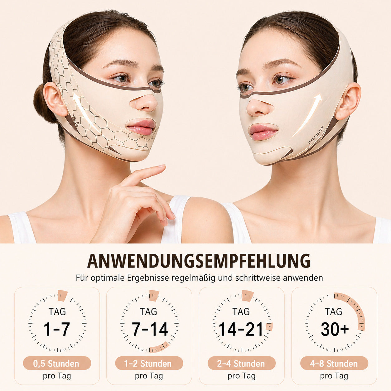 Gesichtsband V-Form, verstellbare Kinnmaske, atmungsaktiv, wiederverwendbar, für Gesichtspflege & Kontur