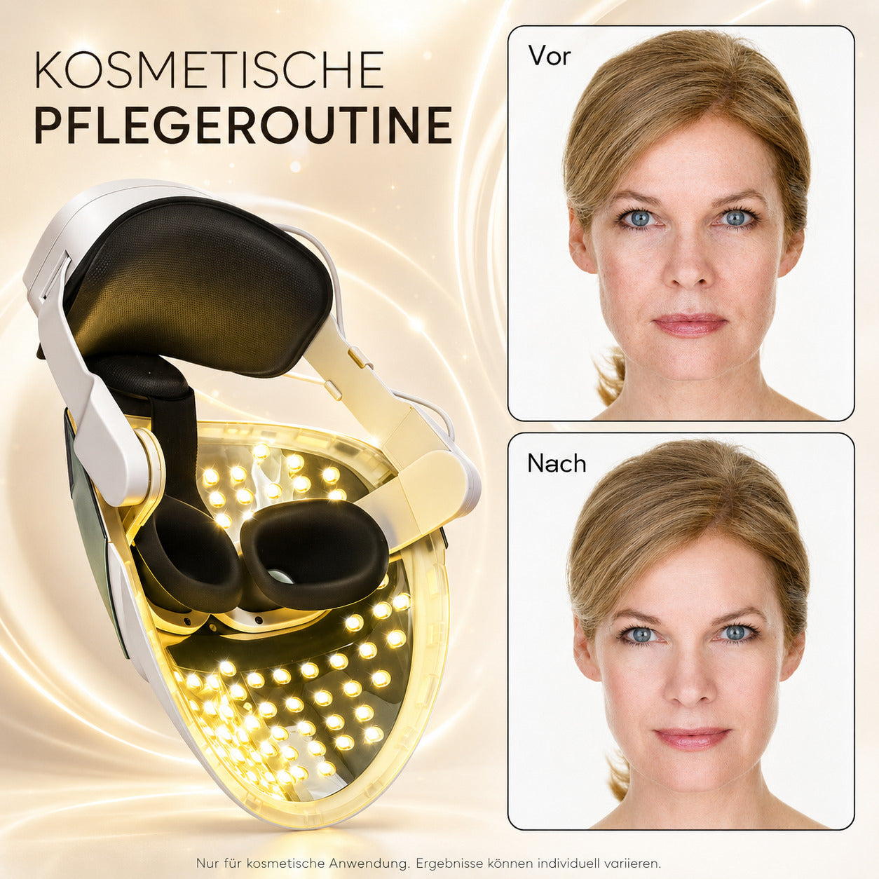 Cool-i® LED-Gesichtsmaske – 8-farbige Lichtanwendung mit Rot- & Infrarotlicht – Kabellos, mit Timer & Sprachsteuerung – Für entspannte Hautpflegeroutine