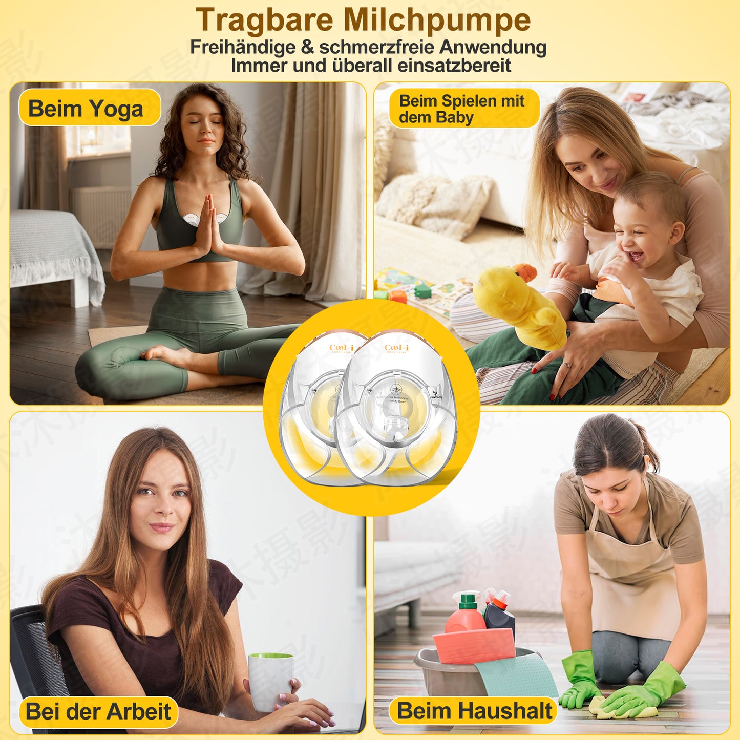 Cool-i® Elektrische Tragbare Milchpumpe GLE32 – BPA-frei, 3 Modi & 12 Stufen, 3 Flanschgrößen (18/21/24 mm), 300 ml