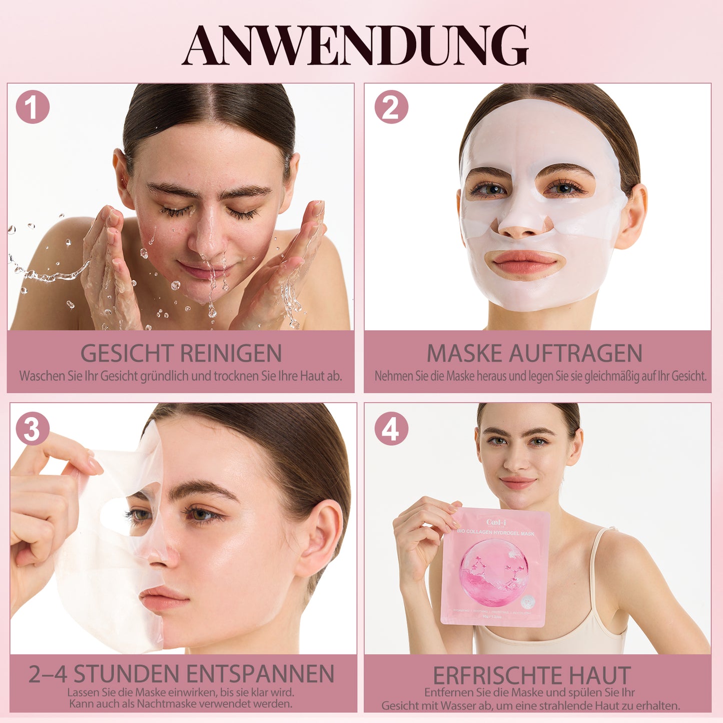Cool-i® Bio Collagen Real Deep Maske – 5 Stück | Collagen & Kupferpeptide | Beruhigende & feuchtigkeitsspendende Pflege