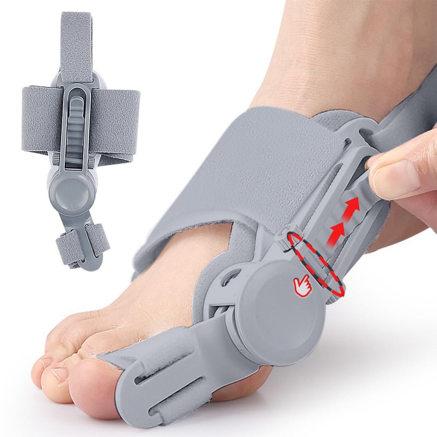 Hallux valgus Korrektor mit Drehverstellung, links/rechts tragbar, individuell einstellbar, für Alltag & Entspannung