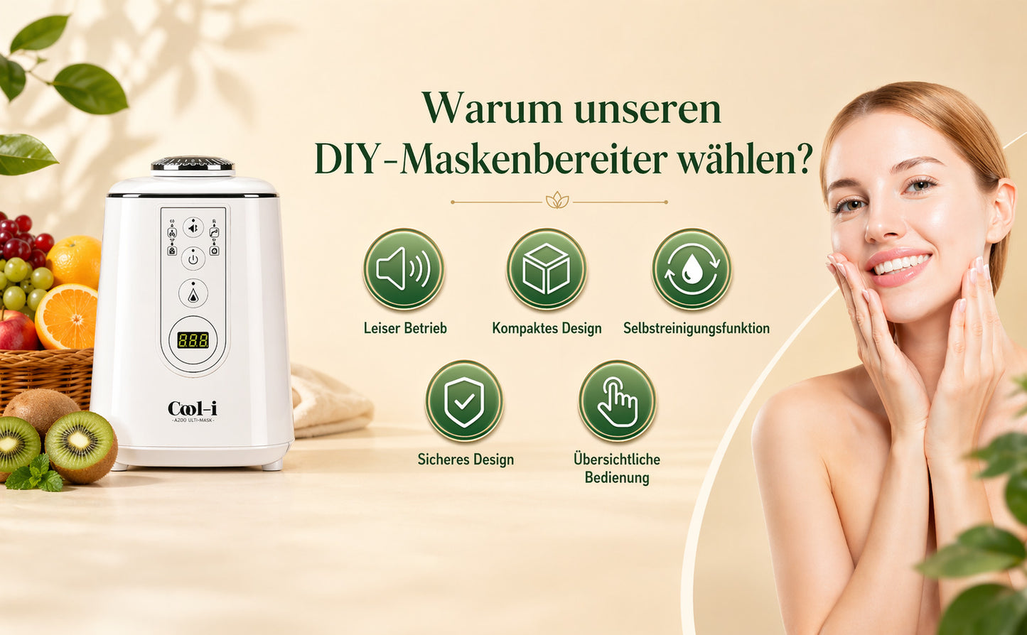 Cool-i® DIY Gesichtsmasken-Maker – Mini-Maschine zur Herstellung frischer Gesichtsmasken mit Kollagen, für natürliche Hautpflege zuhause