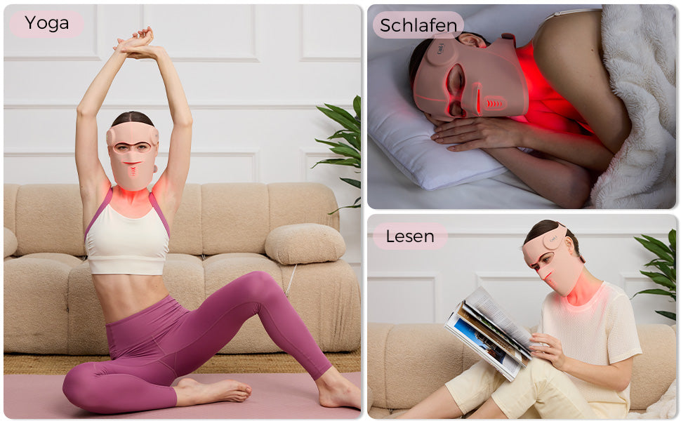 Cool-i® 3D LED Gesichtsmaske – 9 Lichtfarben, kabellos mit Fernbedienung, hautfreundliches Silikon, Lichttherapie für Anti-Aging, Akne & Hautpflege